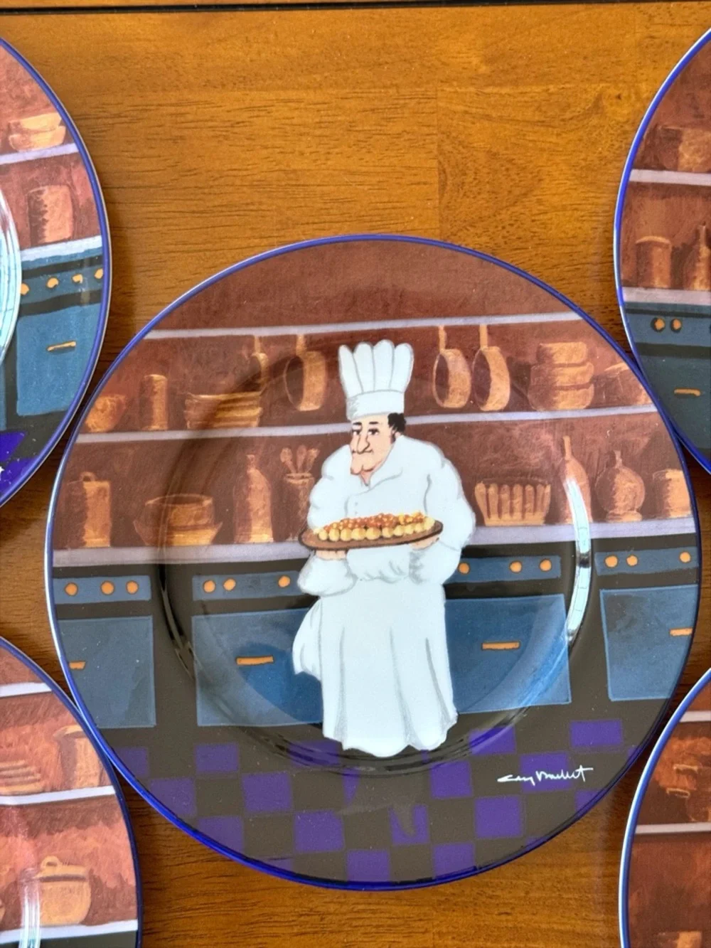Guy Buffet Williams-Sonoma French Chef 8.25”in Plates Set of 5 VTG Made in Japan